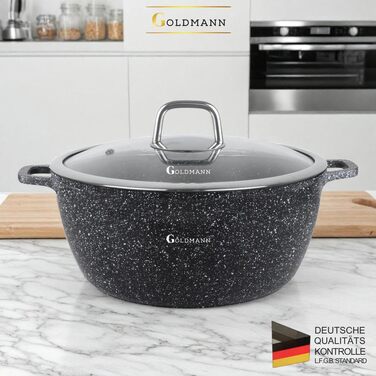 Каструля 6,5 л з антипригарним покриттям та скляною кришкою 28 см Goldmann