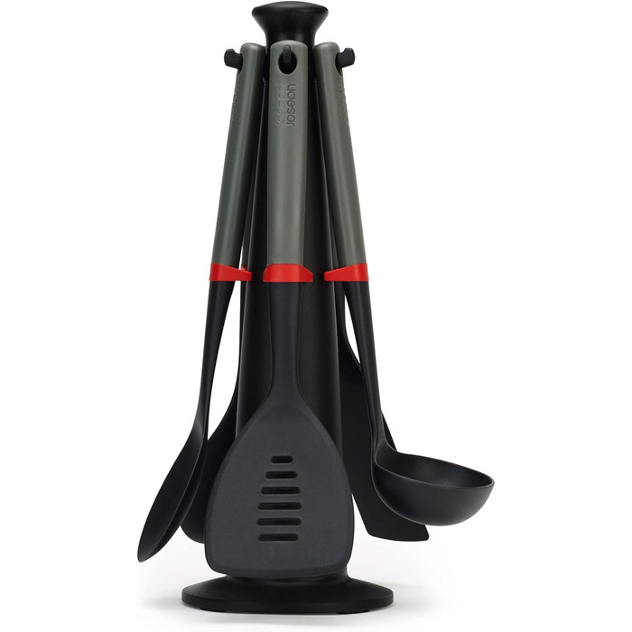 Набір кухонного приладдя, 5 предметів зі стійкою, сірий Duo Joseph Joseph