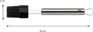 Різак для піци WMF Profi Plus 19,8 см, колесо для тіста з покриттям, ролик для піци, різак для піци, нержавіюча сталь Cromargan частково матова, можна мити в посудомийній машині (комплект із силіконовим пензлем для випічки 20 см)