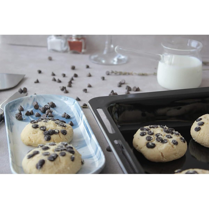 См, набір форм для випікання та решіток, глибока емальована сковорідка 3 см і хромована решітка для духовки та плити, стійка до подряпин і нержавіючої сталі, чорна (емаль 455 x 30 мм), 45,5 x 36