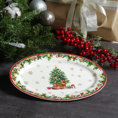 Блюдо Fissman NEW YEAR 30,8х21,2 см фарфор овальное (13809)