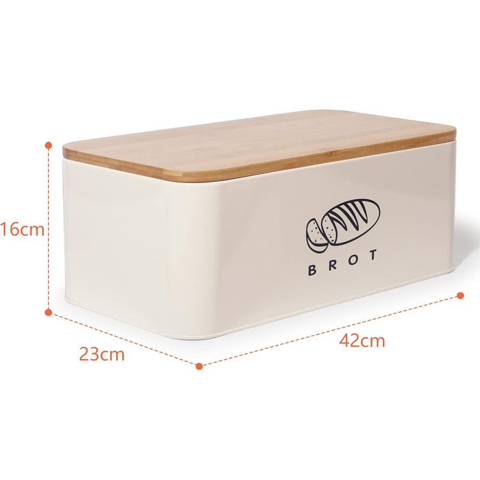 Хлібниця з кришкою 42 х 23 х 16 см бежевий Theo&Cleo