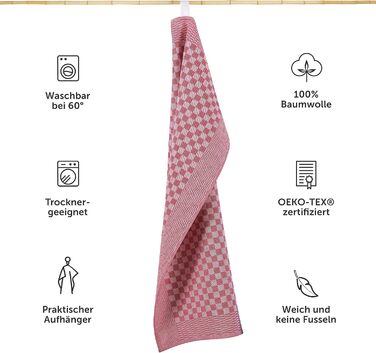 Бавовняні кухонні рушники Blumtal 50x70 см. Набір із 5 шт. - Кухонні рушники, сертифіковані Oeko-TEX - Надзвичайно вбираючі кухонні рушники - Можна прати до 95 C - Біла клітка (5 шт., червоні)