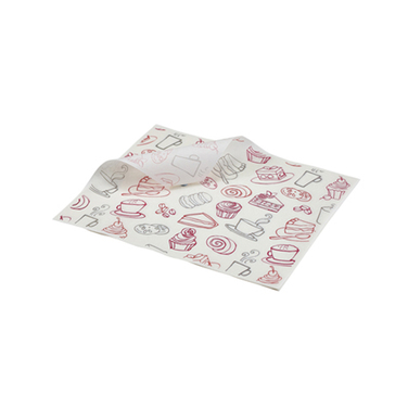 Жиронепроникний папір 25х20 см, принт кави та десерт, 1 упаковка (1000 аркушів), GenWare