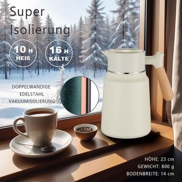 Термос-кавник 1,5 л нержавіюча сталь, білий VETIN