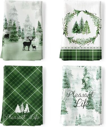 Рушники кухонні бавовняні 4 шт., рушники кухонні бавовна 100 осінній набір кухонних рушників багатофункціональний високоякісний кухонний сушарка рушник бар 50 х 70СМ (ялинка лось)