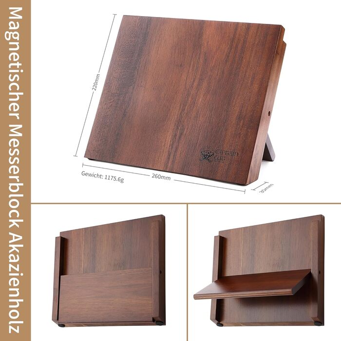 Набор из 5 ножей на магнитной подставке, серебристые Captain Cut