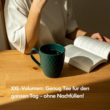 Чашка для чаю 650 мл з ситечком та кришкою, темно-зелена KIVY