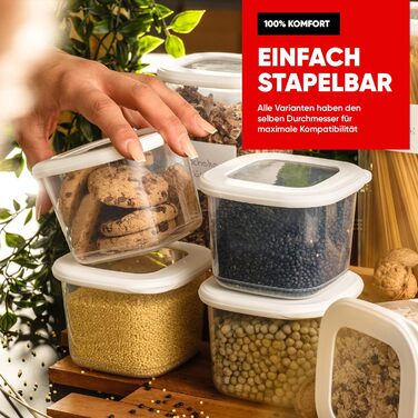 Банки для хранения с герметичными крышками Набор из 24 контейнеров для хранения БЕЗ БИСФЕНОЛА А Для мюсли, хранения муки и сахара Практичный кухонный ящик для хранения всех продуктов (белый / набор из 6 шт. 0,550 мл)