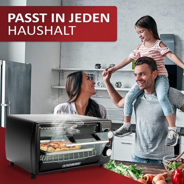 Міні-піч Ecosa 1000 Вт 10 літрів Включаючи деко та решітку для гриля Піч для піци 90-230C Таймер на 60 хвилин Складаний піддон для крихт Міні-піч Духовка Мала духовка