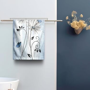 Різдвяні кухонні рушники Kwlegh, рушник для рук, різдвяна ялинка, цукерка-тростина, сніжинка, рушник для пальців, набір з 2 шт. , милий чоловічий банний рушник, високопоглинаючі рушники, 36 x (синя квітка з метеликом)