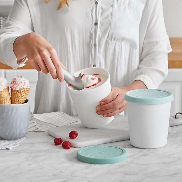 Набір з 2 контейнерів для морозива 1 л, контейнери для зберігання, морозильні банки, контейнери для льоду без бісфенолу А в харчовому класі (м'ята)