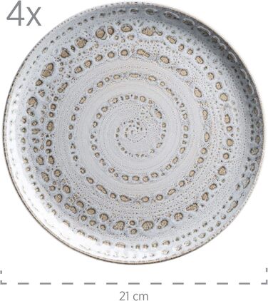 Набор посуды с ручной росписью MSER серии 931743 Spicy Market на 4 персоны в средиземноморском винтажном дизайне, комбинированный сервиз из 16 предметов из керамики, керамогранит (синий)