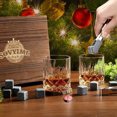 Бокалы для виски, 2 стакана, 8 гранитных кубиков льда для виски, 300 мл Sovyime