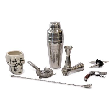 Набор бармена, 8 предметов, сатинированная сталь,  Urbanbar + ПОДАРОК бокал TIKI