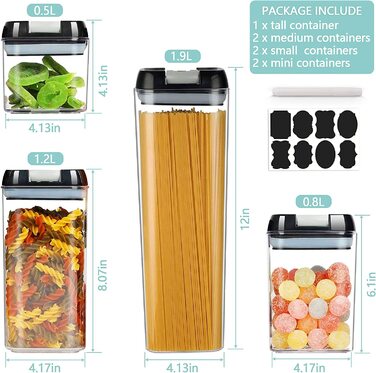 Набір ємностей для зберігання 7 предметів, чорні Amzeeniu