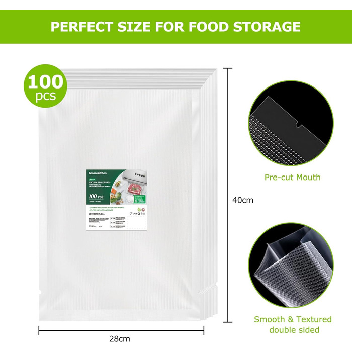 Вакуумные пакеты 100 пакетов 28 x 40 см Professional Bonsenkitchen