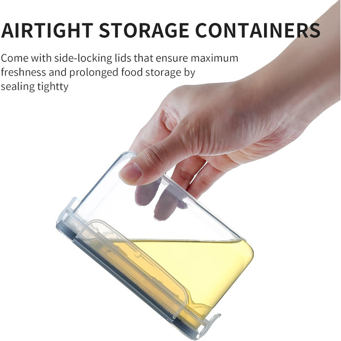 Контейнери для зберігання продуктів Hibisaws, 12 предметів, з кришками, контейнери для заморожування, коробки для продуктів, без BPA та 100 герметичні, прозорі, 6 x 1 л та 6 x 0,5 л, коробки для приготування їжі, набір Tupperware (HI160906)