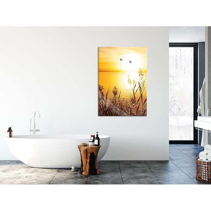 Скляна картина "Захід сонця на озері" 70 x 100 см Pixxprint