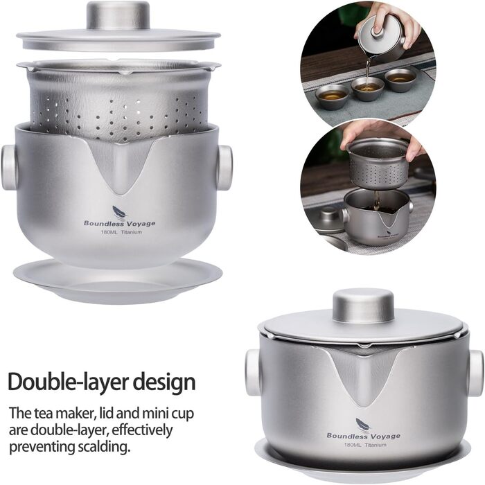 Титанова двошарова чайниця з фільтрувальною кришкою Boundless Voyage