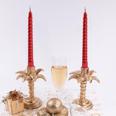 Набір з 4 конічних спіральних свічок 2 x 20 см, червоний Bolosa