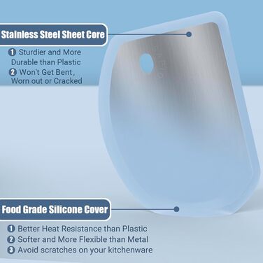 Гнучкий силіконовий скребок для тіста 15,2 х 11 см синій Lazymi