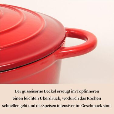 Чавунна форма для запікання 24 см, емальована з кришкою, включаючи 1 пару силіконових рукавиць Nilpferd