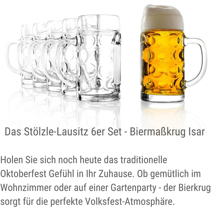 Набір з 6 пивних кухлів 0,5 л, Isar Stölzle Lausitz