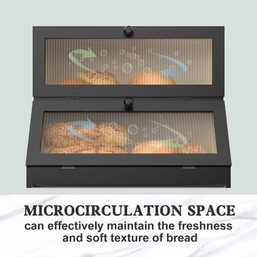 Дворівнева бамбукова хлібниця 40 x 25 x 33 см, чорна Itslife