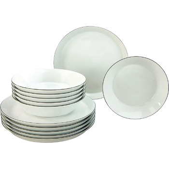 Набір тарілок на 6 персон, 12 предметів, Black Line Creatable