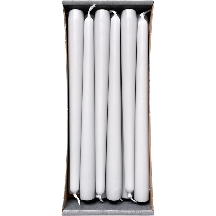 Конічних свічок 2.3 x сертифіковані RAL, без протікання та диму, час горіння приблизно 8 годин прикраса столу та свічник (25 см, світло-сірий), 12