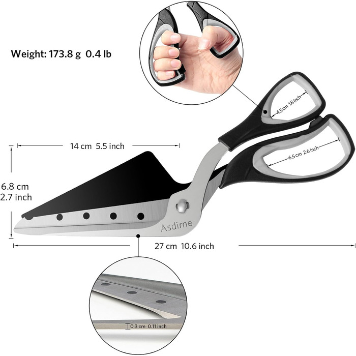 Ножиці для піци з лопаткою 27 см Asdirne