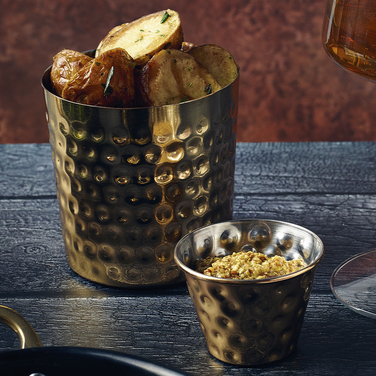 Склянка металева 420 мл, рельєфна, золоте покриття, Gold Plated Hammered, GenWare