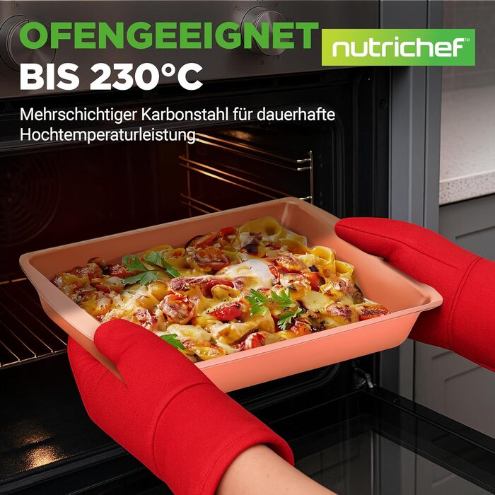 Набір форм для випікання NutriChef із 8 предметів набір форм для випікання, що включає форму для торта, деко, форму для хліба, форму для мафінів, рознімну форму, форму для піци, круглу форму для випікання та прямокутну форму для випікання. Міцні аксесуари