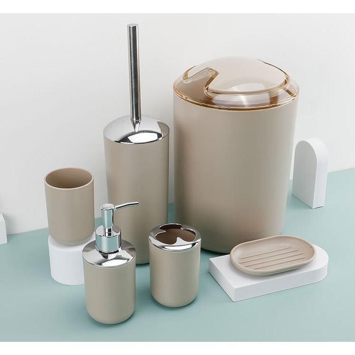 Набір аксесуарів для ванної кімнати, 6 предметів, бежевий GMMH