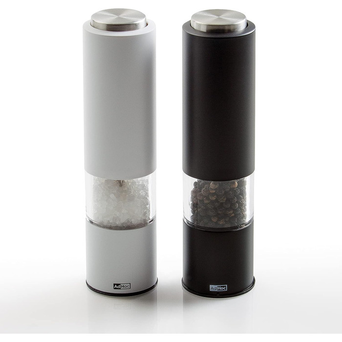 Млин для перцю та солі електричний, набір 2 предмети, чорний/білий Tropica AdHoc