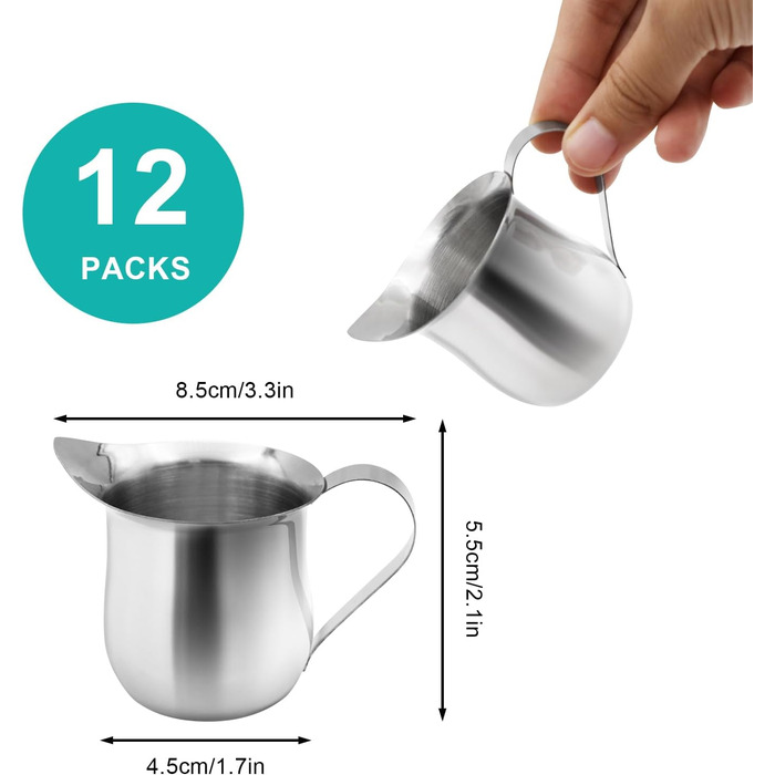 Маленький кувшин для сливок 85 мл, набор 12 предметов, нержавеющая сталь LYHLYA