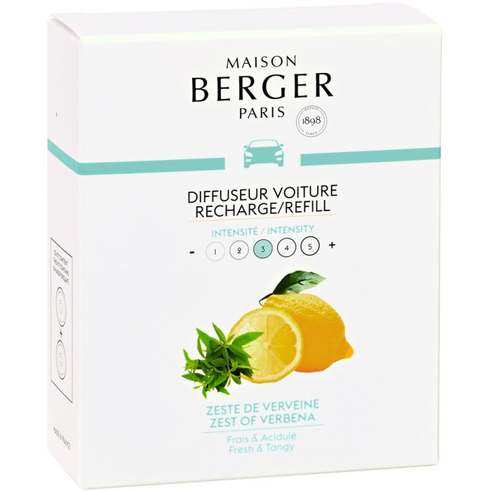 Картридж для дифузора для автомобіля Maison Berger Paris з ароматом ZEST OF VERBENA, 2 шт.