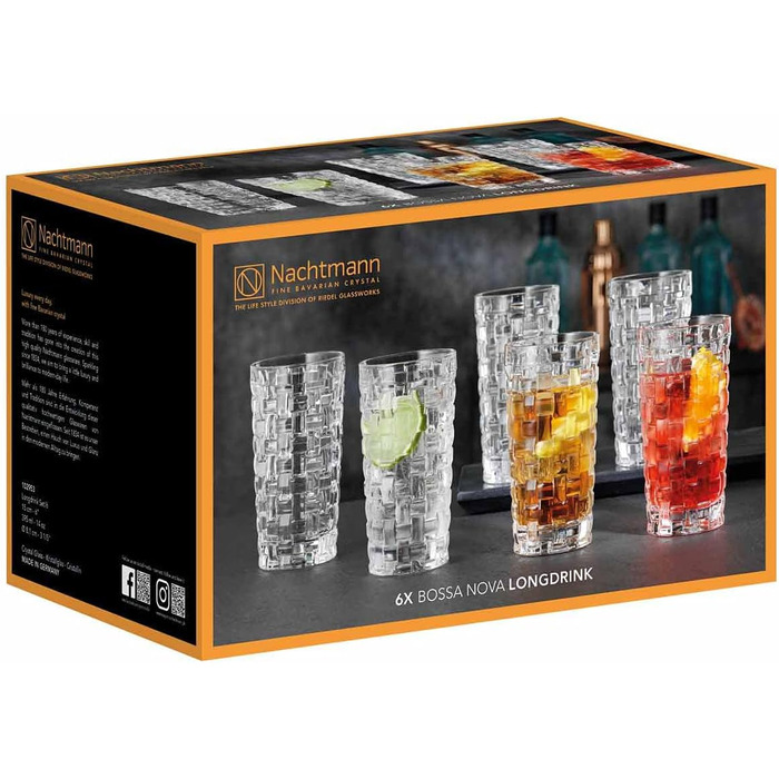 Набір склянок для лонгдрінків 0,4 л, 6 предметів, Bossa Nova Nachtmann