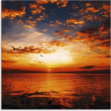 Настінний декор скляні картини настінна картина скляна картина цільна 40x40 см квадрат пляж море сонце карибський басейн природа пейзаж узбережжя схід сонця морський S7LE (захід сонця небо, 30Д x 30Ш см)