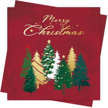 Червоні серветки Різдвяні ялинки серветки прикраса столу Різдвяна різдвяна прикраса Різдвяні серветки Різдвяні паперові серветки одноразові серветки &quotВеселого Різдва&quot 33 x 33 см 40 шт., 40 шт.
