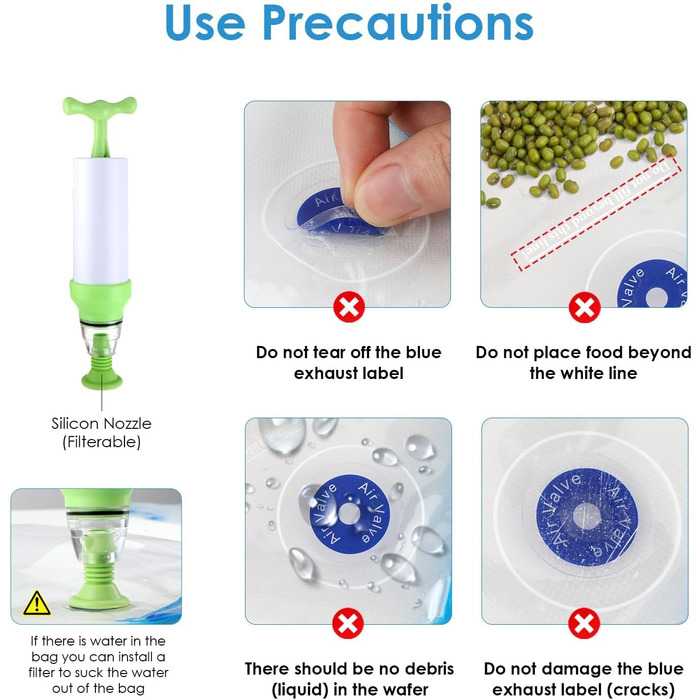 Набір з 15 вакуумних пакетів для продуктів з насосом 21,7 х 20,9/21,7 х 28/ 25,8 х 33,7 см Vachelper