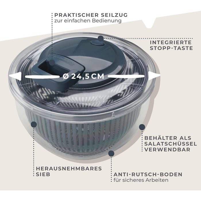 Спіннер для салату 24,5 см Fackelmann