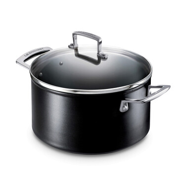 Каструля зі скляною кришкою глибока 6 л чорна Le Creuset