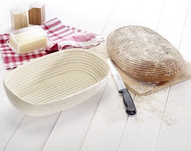 Кошик для вистоювання Westmark, для тіста для хліба 1500-2000 г, овальний, довжина приблизно 40 см, ротангова тростина, світло-бежева, 32022270 (набір з 2 шт. , довжина 34 см)