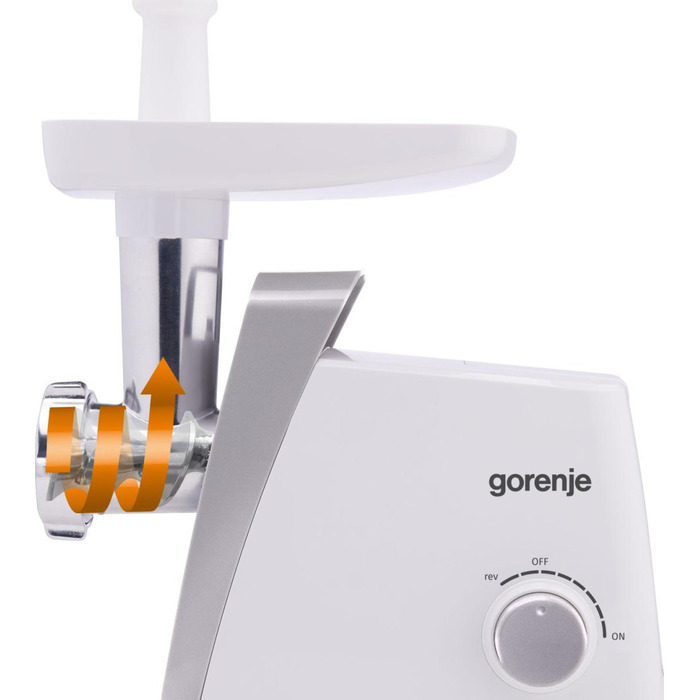 Gorenje Мясорубка, 1600Вт, 2,2 кг/мин, 2 решетки, пластик, белый