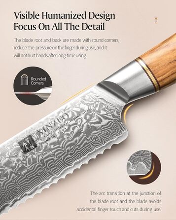 Ніж для хліба 21,2 см, дамаська сталь XINZUO