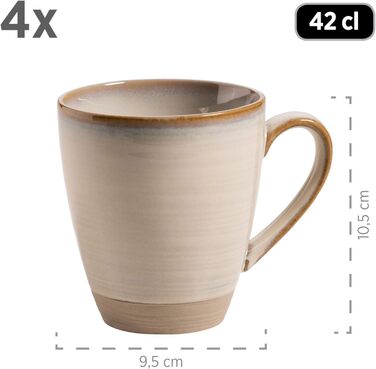 Набор винтажной посуды MSER серии 931818 Nottingham на 4 персоны, сервиз для завтрака из 12 предметов с неправильными круглыми формами в стиле ретро, керамогранит