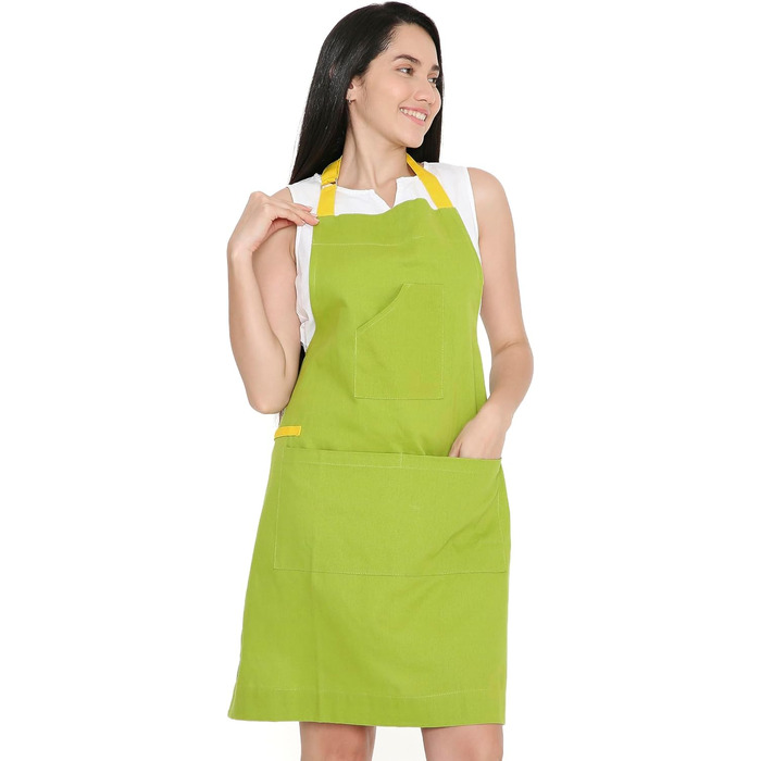 Регулируемый кухонный передник с карманами 68 x 85 см лаймово-зеленый Encasa XO