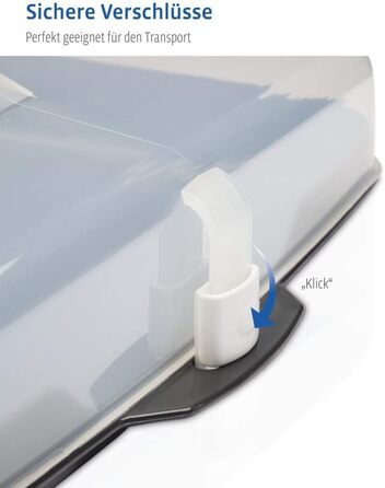 Кругла транспортувальна коробка для торта Xavax з кришкою, контейнер для торта діаметром 31,5 см, внутрішня висота 8 см, коробка для торта з пристроєм поділу шматків, антрацитова форма для торта, прозора (коробка для транспортування листкового торта)